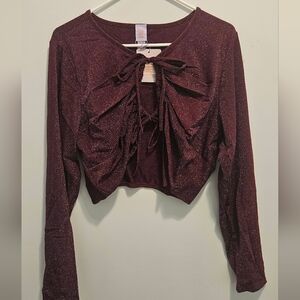 Savage X Fenty Burgundy Glitter Crop Top